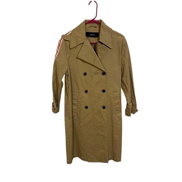 Zara Women's Medium Tan/Brown Trench Coat Button Up with Tie & Side Stripes - Picture 2 of 8